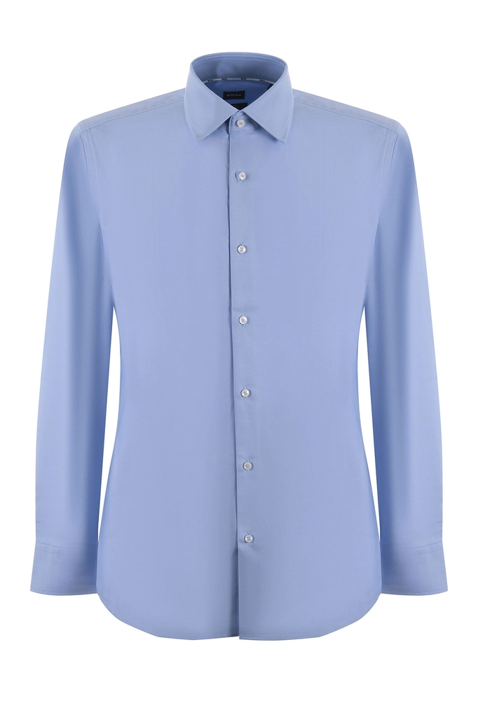 Hugo Boss Mens H-hank-kent-c6-242 Long Sleeved Shirt Light Pastel Blue - Size 17.5 inch